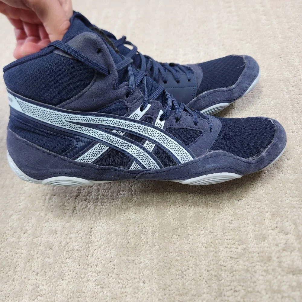 Asics Snapdown 2 Wrestling Shoes Mens 10.5 Navy Blue High Top 1081A058‎